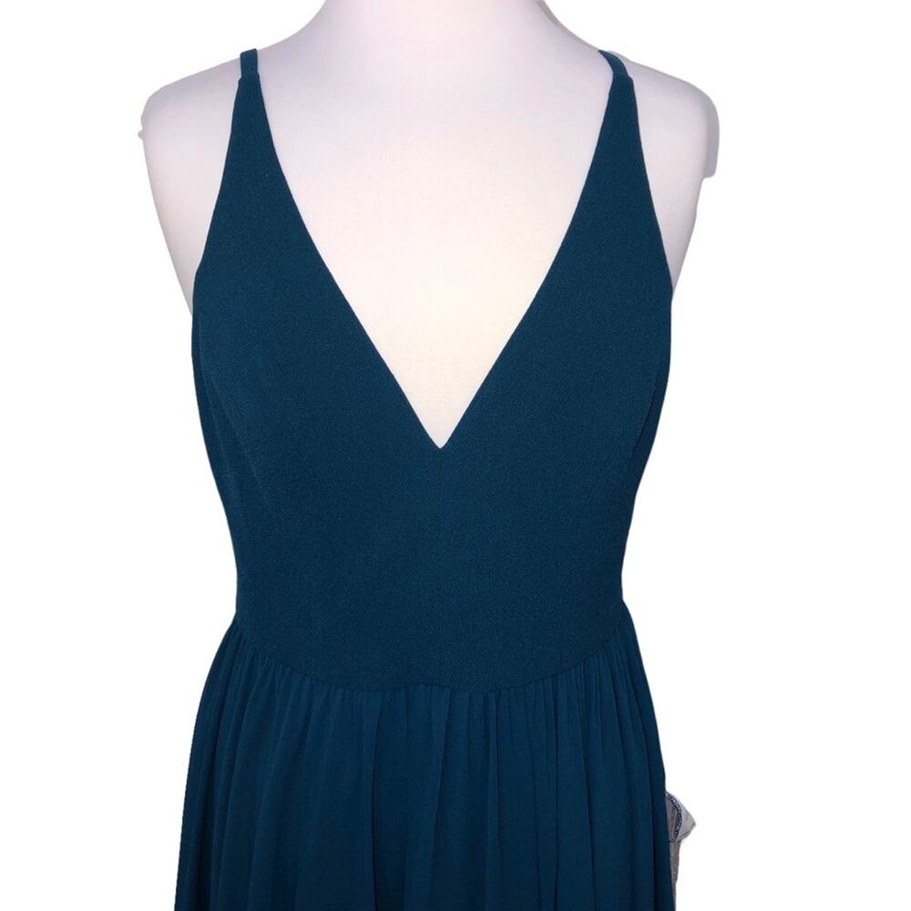 Dress the Population Alicia Chiffon Cocktail Dress in Peacock Blue Large NWT - Picture 7 of 15